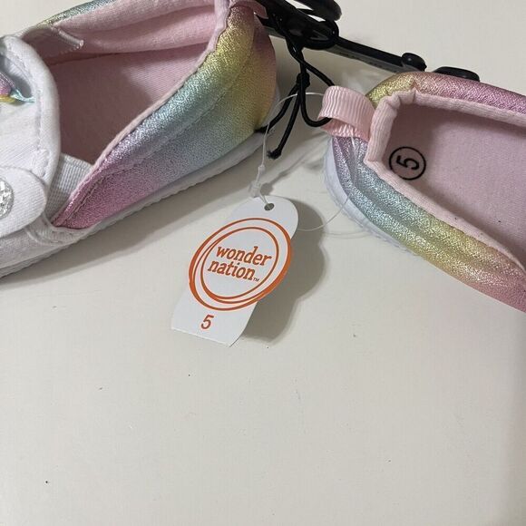 Wonder Nation Unicorn Slip-on Sneakers Rainbow Glitter Toddler Girls Shoes SZ 5 - Picture 7 of 9
